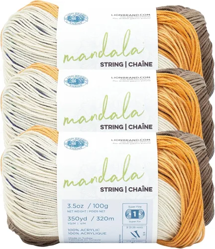 Miniatura 17 de Lion Brand Yarn Hilo Mandala String, Hilo Fingering para Tejer y Crochet, Acoustic, 1 Paquete