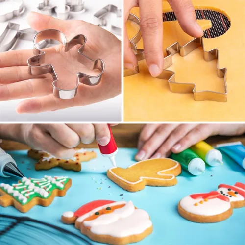Miniatura 4 de Juego de 9 piezas de cortadores de galletas de Navidad, cortadores de galletas Wmtidene con formas para vacaciones de invierno, de metal incluye