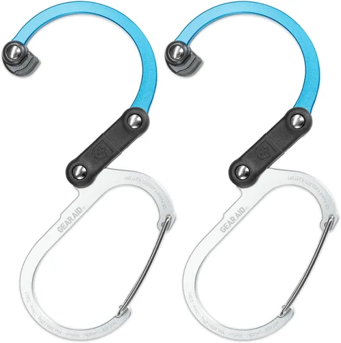 Miniatura 6 de GEAR AID HEROCLIP Mosquetón giratorio de 360° y gancho (mediano) para camping, mochila, maletas y organización de garaje Azul (Blue Steel)