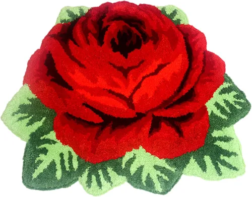 Miniatura 4 de Alfombrilla Abreeze con 4 rosas, alfombrillas con diseño de flores azul, hecha a mano, antideslizante (no se desliza), alfombrilla moderna, de puede