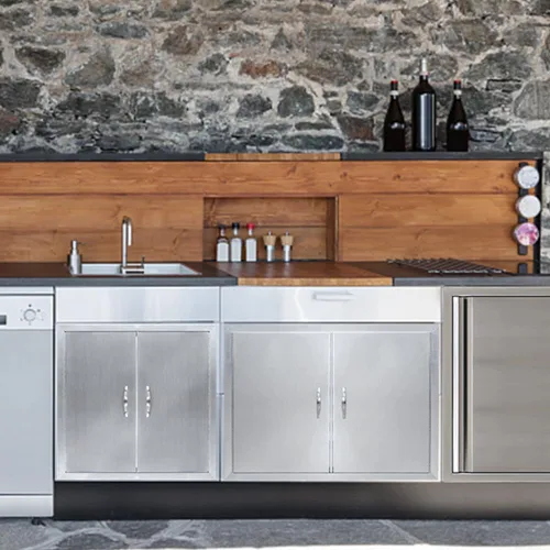 Miniatura 2 de Puerta de cocina al aire libre, 17 pulgadas de ancho x 24 pulgadas de alto, puerta de acceso único para barbacoa, acero inoxidable cepillado, puerta