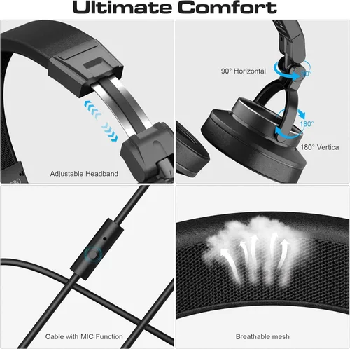 Miniatura 7 de Auriculares PUPGSIS Studio - Auriculares para DJ - Monitores de Audio de Grabación con Cable de 40kHz Hi-Res Estéreo - Jack de Audio de 1/4 a 3.5mm