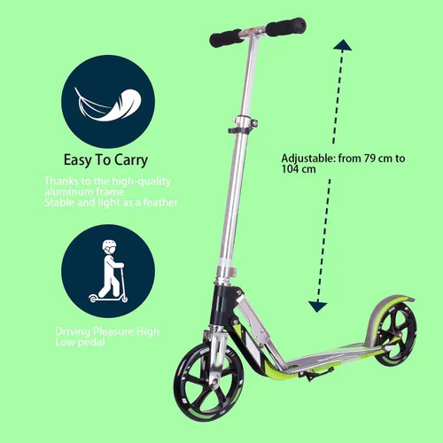 Miniatura 3 de Scooter para adultos – Plegable, altura ajustable, ruedas grandes, marco ligero de aluminio Adecuado para adolescentes mayores de 12 años Límite