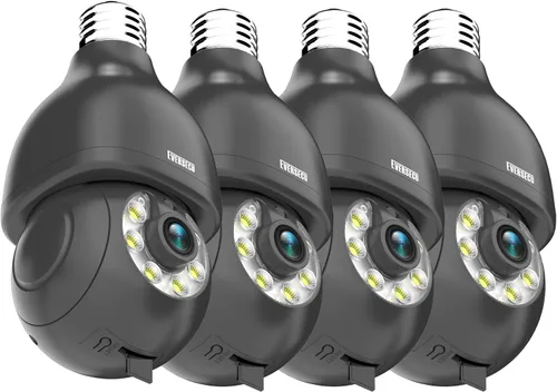 Miniatura 9 de EVERSECU HD 2K 3.0MP Cámara de seguridad de bombilla inalámbrica con conector de luz E27, seguimiento automático PTZ, audio de dos vías, visión