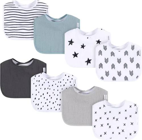 Baberos unisex para bebé de muselina Gerber, pack de 8 para babeo Multi Neutral 2