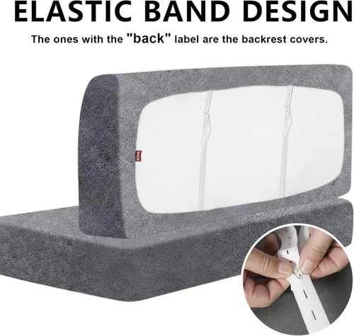 Miniatura 7 de ANARACHON Fundas de cojín elásticas con aspecto de cuero para caravana, fundas de cojín para asiento de cabina de caravana