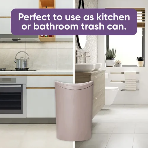 Miniatura 6 de Superio Mini cubo de basura para baño con tapa, moderno mini cubo de basura con tapa abatible (1 1/2 galón, 6 litros) de plástico para cocina, baño