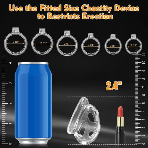 Miniatura 5 de Dispositivos de Jaula de Castidad Masculina - Jaula de Pene de Silicona Suave y Ligera para Hombre, Cintura de Castidad Transparente con Candado