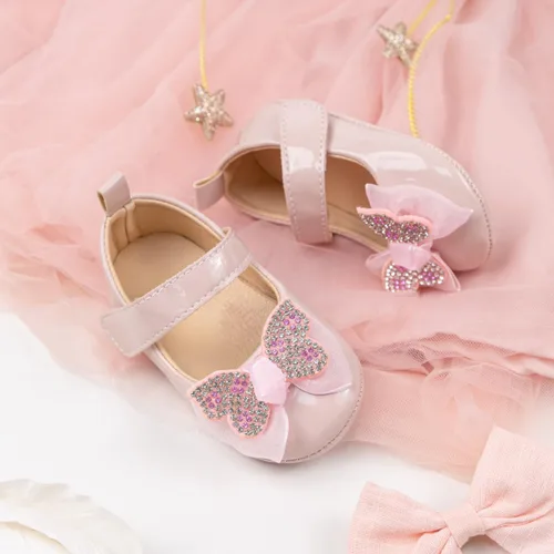 Miniatura 7 de Zapatos planos Mary Jane para bebés y niñas, suela de goma antideslizante con Bownot para primeros pasos, zapatos de vestir de boda de princesa