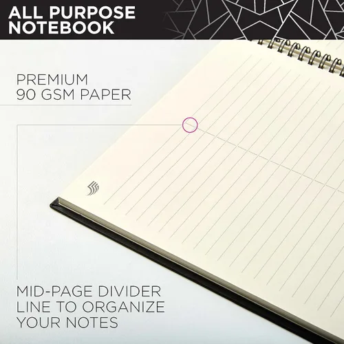 Miniatura 3 de Selarde - Cuaderno multiusos, tapa dura, 80 hojas/160 páginas con línea divisora de página media, papel de 8.5 x 11 pulgadas, 3.17 oz/m², Negro