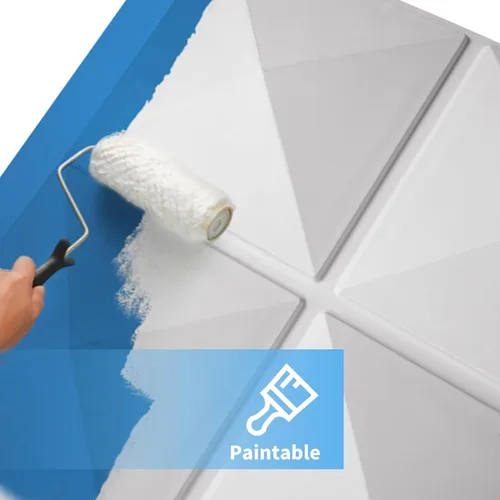 Miniatura 32 de Art3d Panel de Pared de Diamante 3D de PVC Dentado a Juego-Negro Mate, para Decoración Interior Residencial y Comercial Diamante mate negro