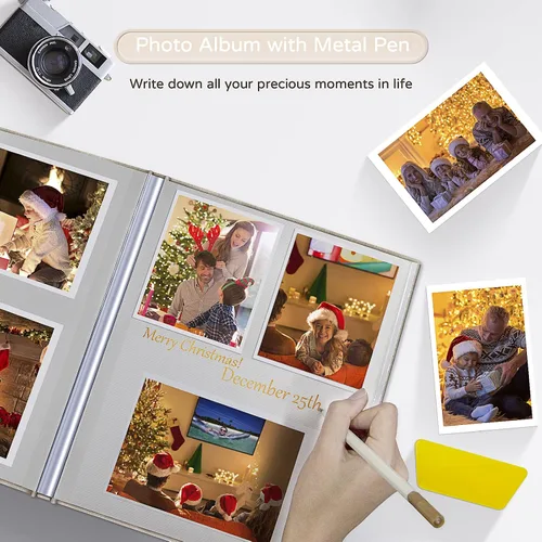 Miniatura 5 de Popotop Álbum de fotos grande autoadhesivo 4x6 5x7 8x10 Álbum de recortes DIY Libro de imágenes, Regalos para mamá, familia, bebé y boda, con Beige
