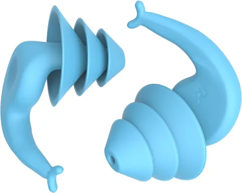 Miniatura 9 de Tapones reutilizables para los oídos de natación con clips para la nariz, 2 pares de tapones de silicona para los oídos para adultos, surf acuático