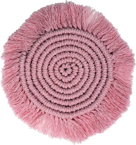 Miniatura 2 de Posavasos de macramé 100% algodón hechos a mano en la India, elegante y absorbente de 6 pulgadas, juego de posavasos redondos bohemios con borlas