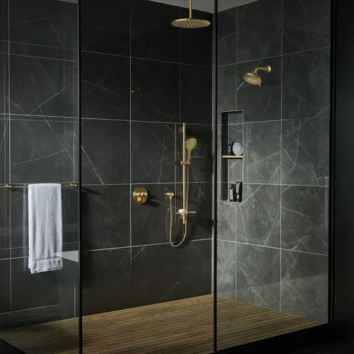 Miniatura 2 de Grohe Rainshower - Brazo de ducha de techo de 12 pulgadas, redondo, cepillado Cool Sunrise