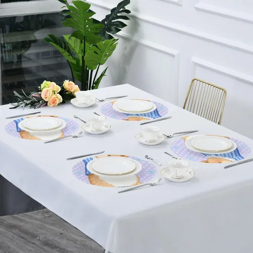 Miniatura 7 de Cartoon Cute Bear Purple placemats Circle Reusable Chalkboard placemats 15x15 in manteles para mesa