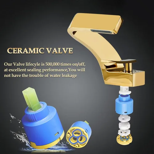 Miniatura 5 de becola Grifo de lavabo de baño de un solo agujero, grifo mezclador de agua fría y caliente de una sola manija, grifo de lavabo de tocador que Dorado