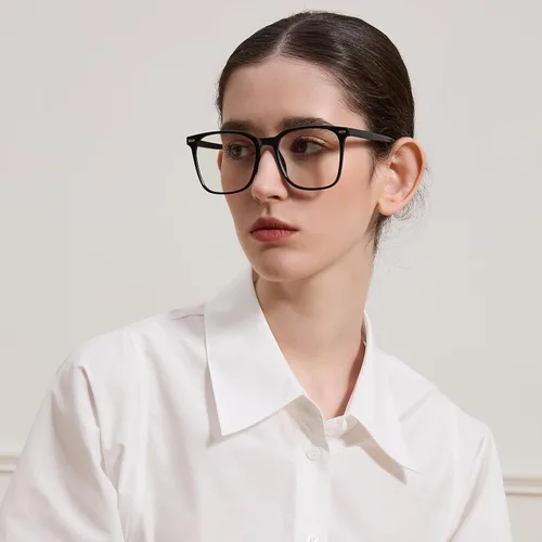 Miniatura 4 de Oversized Square Blue Light Blocking Glasses for Women Men, Anti-Fatigue Computer Monitor Glasses Reduce Eye Strain Negro+marrón transparente
