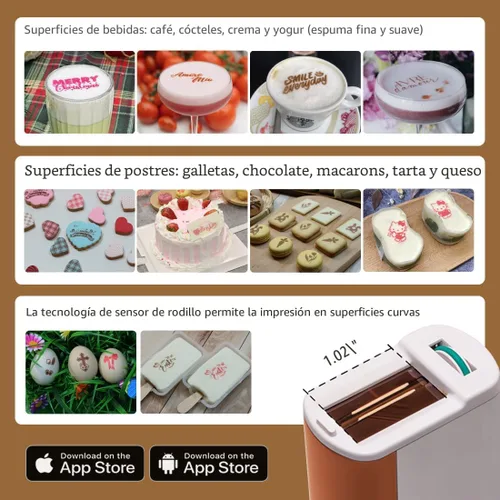 Miniatura 2 de EVEBOT Bolígrafo de impresión de alimentos portátil mini para café con leche, art de café, macaron, galleta, diseño DIY, bolígrafo de impresión