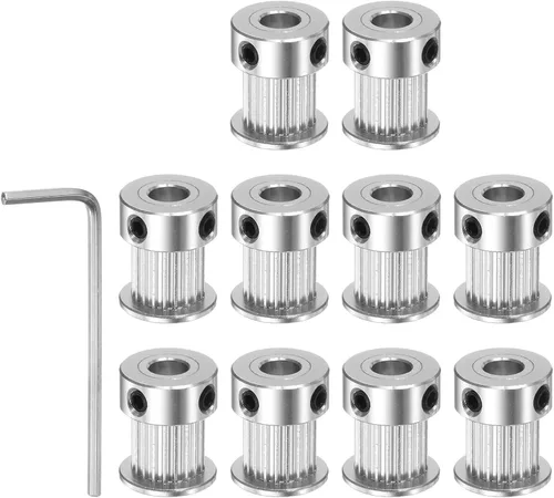 Miniatura 10 de HARFINGTON Polea de sincronización 2GT 16 dientes de 0.197 in de diámetro 0.512 in de diámetro polea de correa de distribución de aluminio con llave