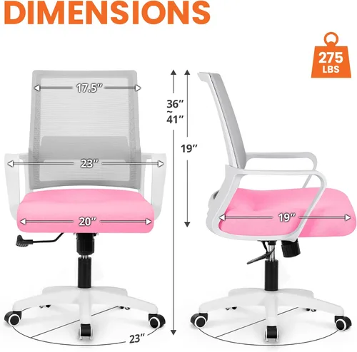 Miniatura 2 de NEO CHAIR Silla de escritorio de oficina para videojuegos, silla ergonómica de malla con respaldo medio con ruedas rodantes, soporte lumbar, cómoda