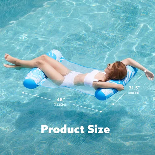 Miniatura 7 de SLOOSH 2 Packs Hammock Pool Floats Adults, 4-in-1 Multi-Purpose Inflatable Pool Floats PVC Water Hammock Lounge Floaties