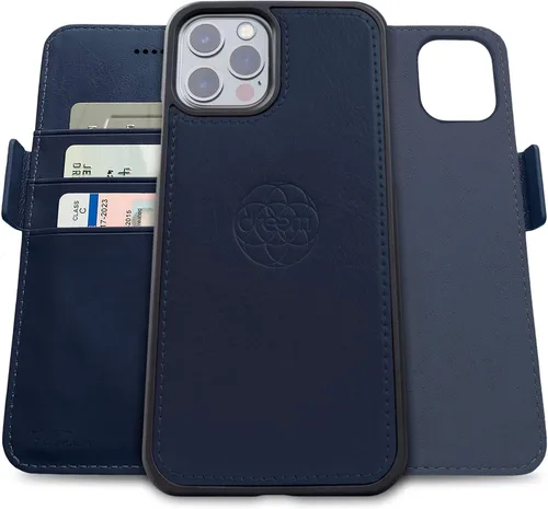 Dreem Fibonacci - Funda tipo cartera 2 en 1 para Apple iPhone 12 y 12 Pro - Cuero vegano de lujo, funda magnética desmontable para teléfono a prueba