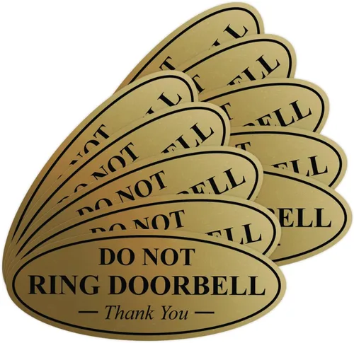 Miniatura 29 de All Quality Cartel de agradecimiento ovalado con texto en inglés «Do not Ring DOORBELL», color negro, pequeño, 1 paquete