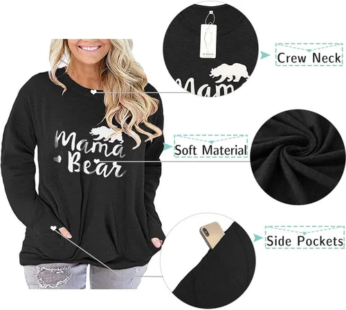 Miniatura 4 de AURISSY - Sudaderas de manga larga con bolsillos para mujer, tallas grandes