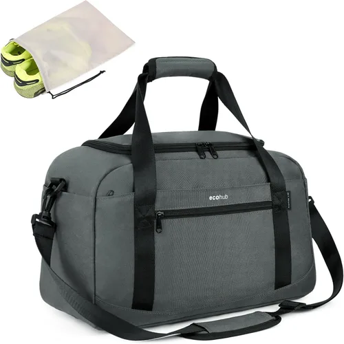 ECOHUB Bolsa de gimnasio deportiva con bolsillo para ropa húmeda y bolsa para zapatos, bolsa de lona impermeable para hombres y mujeres, bolsa de