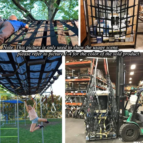 Miniatura 7 de Red ninja, obstáculos de escalada para patio trasero, juego de columpio, jungla, gimnasio, parque de juegos, red de juego resistente para niños