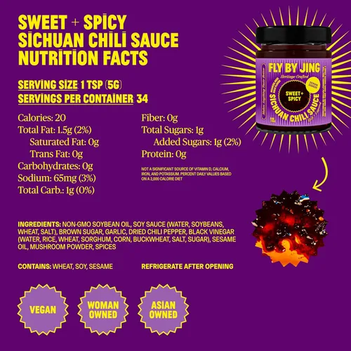 Miniatura 8 de FLYBYJING Salsa de Chile Sichuan Dulce + Picante: Perfecta para Fideos, Proteínas, Verduras, Pescado, Dumplings y Todo lo Demás - Salsa Picante