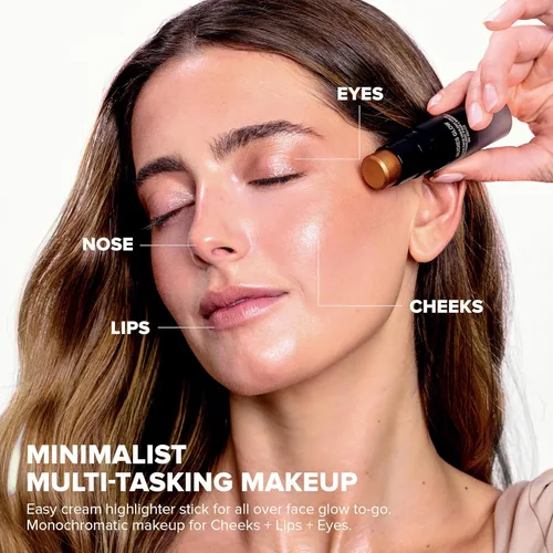 Miniatura 4 de Nudestix Nudies Glow - Resaltador en crema multiusos para mejillas, ojos y cuerpo con cepillo integrado, acabado radiante, maquillaje limpio, vegano