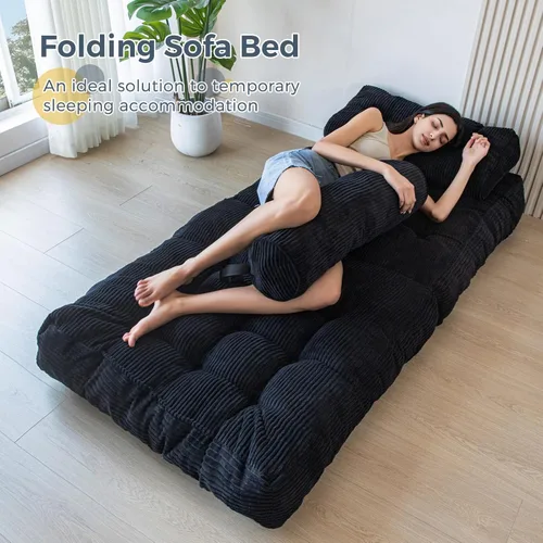 Miniatura 7 de MAXYOYO Sofá cama plegable, silla convertible con almohada, sofá plegable con soporte para la espalda, silla plegable portátil para cama, cómodo