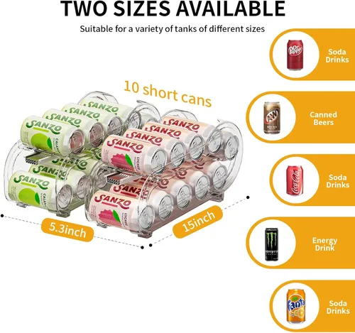 Miniatura 2 de Organizador de bebidas para refrigerador, dispensador organizador de latas de soda para refrigerador con rodado automático, organiza latas