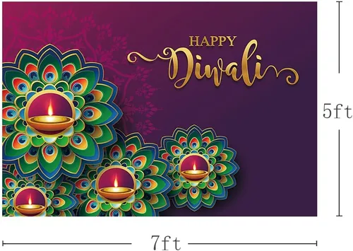 Miniatura 3 de MEHOFOND Decoraciones de fondo de fiesta de Diwali de 7 x 5 pies, pancarta india Diwali Deepavali Festival de Luces Fotografía Fondo Hindú Luces