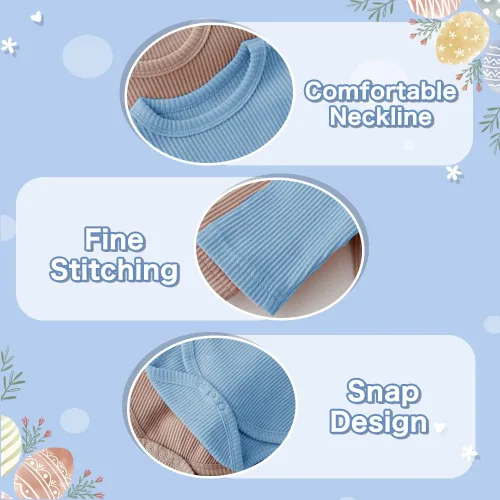 Miniatura 3 de Xifamniy Traje de conejo de Pascua para bebé, mameluco con orejas de conejo 3D para bebé recién nacido, Azul