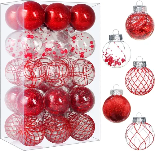 Miniatura 10 de Juego de adornos de bola de Navidad, 20 unidades, grandes, color negro transparente, inastillables, 3.150 in/3.15 pulgadas, adornos de Navidad