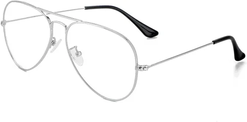 Miniatura 9 de JOVAKIT Lentes de aviador transparentes para mujeres y hombres, lentes sin receta, lentes de bloqueo de luz azul, marco de metal