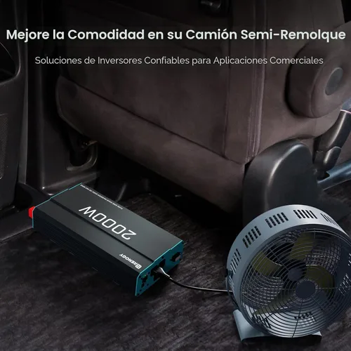 Miniatura 7 de Renogy Inversor P2 de onda sinusoidal pura de 2000W, convertidor de 12V CC a 110V CA, inversores de energía solar fuera de la red para vehículos
