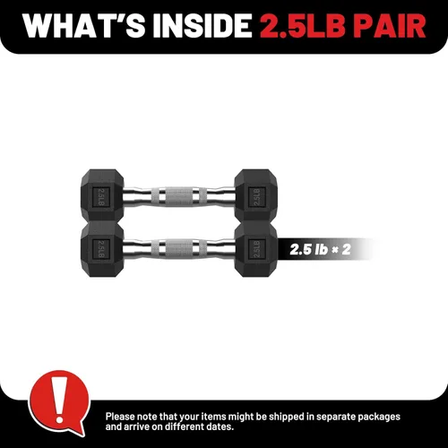 Miniatura 2 de PAPABABE HEX Juego de Mancuernas 2.5-125lb, Mancuernas de Gimnasio en Casa con Revestimiento de Goma, Mancuernas de Pesas para Ejercicio y Fitness