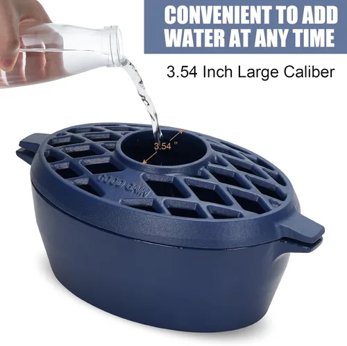 Miniatura 3 de G Good Gain Vaporizador de estufa de leña, humidificador de chimenea, humidificador de hierro fundido para estufa, acabado azul mate, resistente a