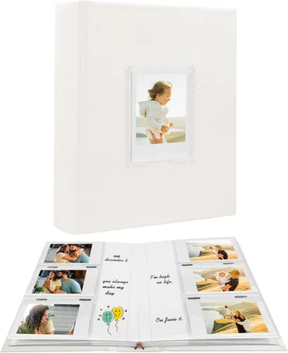 Álbum de fotos para cámara Fujifilm Instax Mini, 180 bolsillos, álbum de fotos con espacio de escritura para Polaroid, cubierta de cuero, foto de 2