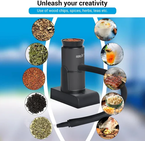Miniatura 9 de BORUIT Pistola para Ahumar Cóctel Incluye Virutas de Madera y Accesorios, Ahumador Portátil para Bebidas, Kit de Infusión de Humo