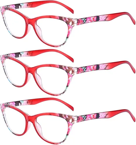 Miniatura 8 de Gafas de lectura (3 unidades), diseño vintage, diseño floral, lentes de lectura para mujeres y hombres, unisex