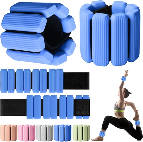 Miniatura 10 de Pesas de muñeca, paquete de 2 pesas ajustables para muñeca y tobillo para mujeres/hombres, brazaletes de muñeca de silicona para caminar, yoga