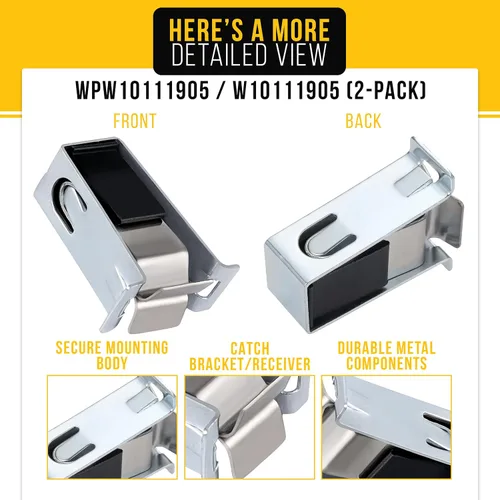 Miniatura 3 de PartsBroz W10111905 WPW10111905 - Cerradura de puerta (paquete de 2) - Compatible con secadora Whirlpool Maytag Kenmore - Sustituye a AP6015097