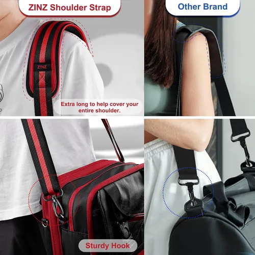 Miniatura 95 de ZINZ Correa de hombro universal de 59 pulgadas con almohadilla transpirable fija ultra gruesa, correa de hombro ajustable y resistente para bolsa