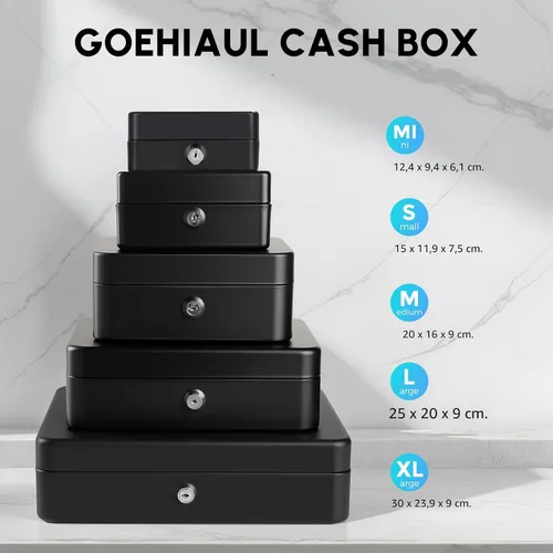 Miniatura 8 de Caja de efectivo con llave de bloqueo y bandeja de dinero, caja de dinero grande para caja registradora, caja de metal para dinero segura de 11.8 x