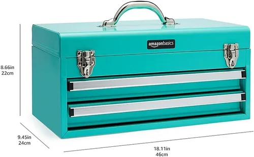 Miniatura 9 de Amazon Basics Caja de herramientas de acero con cajones de almacenamiento y organización, 18.11 x 8.66 x 9.45 pulgadas, acabado con recubrimiento